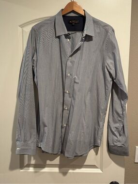 Ben Sherman Men's Light Blue slim fit pin stripe Dress Shirt - Classic Button-Up